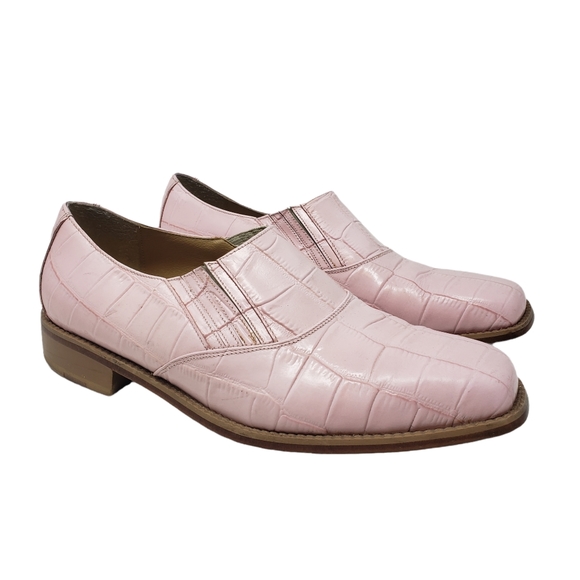 Donato Marrone Mens Size 10 Pink Leather Slip On Loafers Valentine's Day Retro - Picture 10 of 10